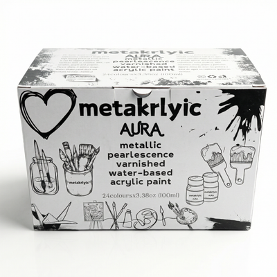 METAKRLYIC AURA – Soft Body Metallic Acrylic Paint Set (24 Colors x 100ml)