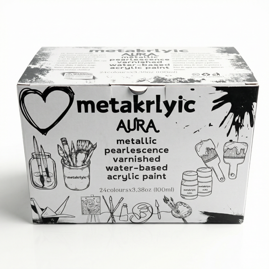 METAKRLYIC AURA – Soft Body Metallic Acrylic Paint Set (24 Colors x 100ml)